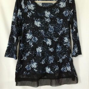 Simply Vera Wang Plus Size Blue Floral Top